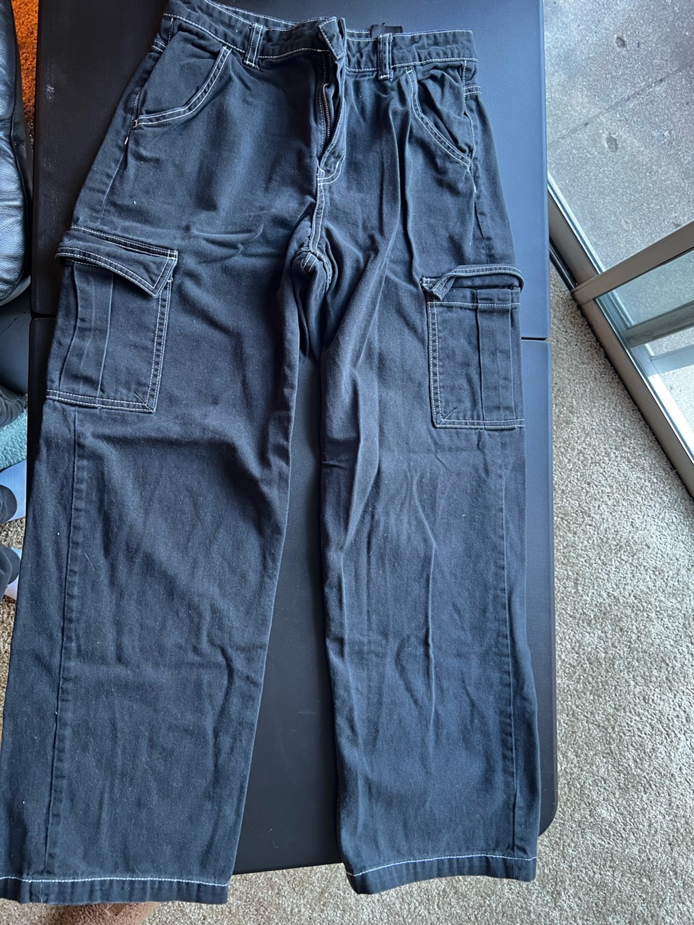 H&M Black Women's Cargo Pants with Patch Pockets